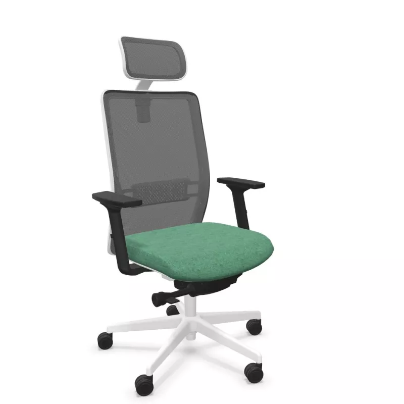 VOLT WHITE│Fauteuil de travail structure blanche avec têtière - Dossier résille VOLT WHITE│Fauteuil de travail structure blanche avec têtière - Dossier résille