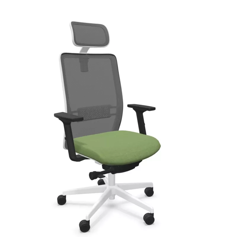 VOLT WHITE│Fauteuil de travail structure blanche avec têtière - Dossier résille VOLT WHITE│Fauteuil de travail structure blanche avec têtière - Dossier résille