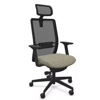 VOLT BLACK│Fauteuil de travail structure noir avec têtière -Dossier résille