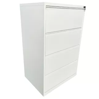 LISTA│Classeur à dossiers suspendus 4 tiroirs double largeur Profondeur 60 cm - Blanc