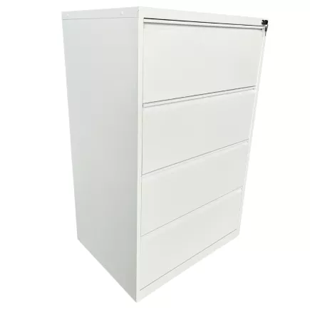 LISTA│Classeur à dossiers suspendus 4 tiroirs double largeur Profondeur 60 cm - Blanc