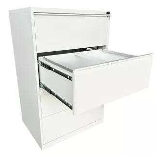 LISTA│Classeur à dossiers suspendus 4 tiroirs double largeur Profondeur 60 cm - Blanc