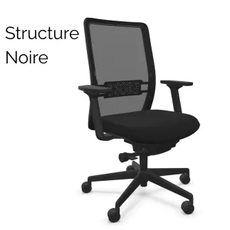VOLT BLACK│Fauteuil de travail structure noire - Dossier résille
