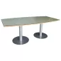 ELOISE│Table de Conférence Tonneau 200x100 - Erable blanc / Gris Alu / Verre ELOISE│Table de Conférence Tonneau 200x100 - Erable blanc / Gris Alu / Verre