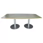 ELOISE│Table de Conférence Tonneau 200x100 - Erable blanc / Gris Alu / Verre ELOISE│Table de Conférence Tonneau 200x100 - Erable blanc / Gris Alu / Verre