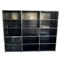USM HALLER│Etagère 15 cases 3L x 5H - 13 cases ouvertes + 2 tiroirs doubles DS│Noir