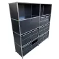 USM HALLER│Armoire 8 cases 2L x 4H - 2 cases ouvertes + 5 tiroirs doubles DS + 1 clapet│Noir