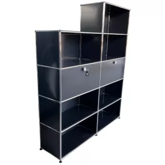 USM HALLER│Armoire 9 cases 2L x 5H - 7 cases ouvertes + 2 clapets│Noir
