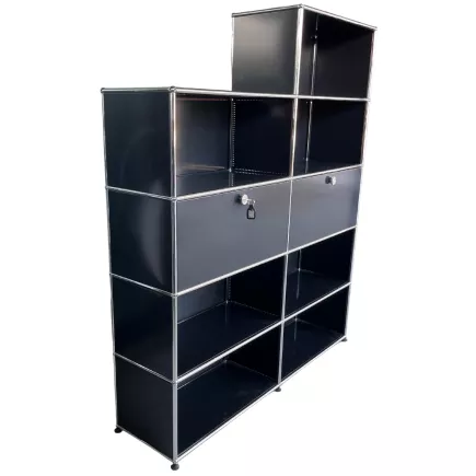 USM HALLER│Armoire 9 cases 2L x 5H - 7 cases ouvertes + 2 clapets│Noir