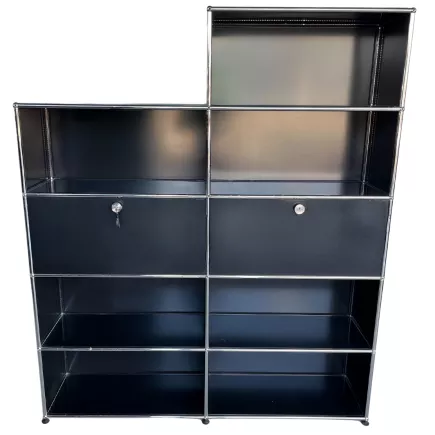 USM HALLER│Armoire 9 cases 2L x 5H - 7 cases ouvertes + 2 clapets│Noir