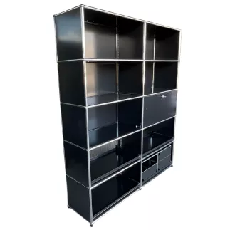 USM HALLER│Armoire 10 cases 2L x 5H - 5 cases ouvertes + 4 tiroirs doubles DS + 1 clapet│Noir