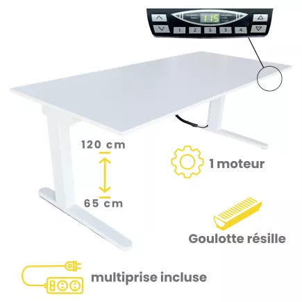 VS│Bureau électrique 4 Mémoires de positions │180x80 cm