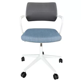 STEELCASE│Modèle QiVi - Siège d'accueil/visiteurs/conférence - Sur roulettes réglable en hauteur│Blanc / Bleu
