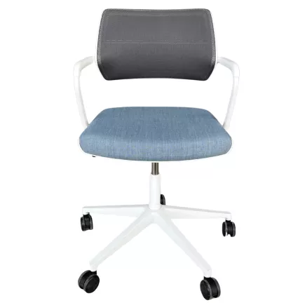 STEELCASE│Modèle QiVi - Siège d'accueil/visiteurs/conférence - Sur roulettes réglable en hauteur│Blanc / Bleu