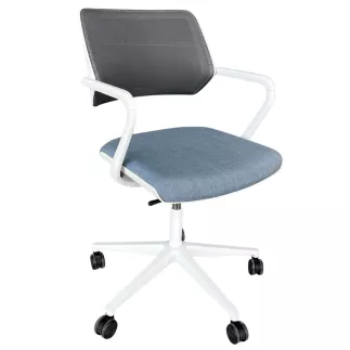 STEELCASE│Modèle QiVi - Siège d'accueil/visiteurs/conférence - Sur roulettes réglable en hauteur│Blanc / Bleu
