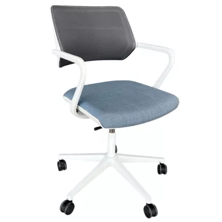 STEELCASE│Modèle QiVi - Siège d'accueil/visiteurs/conférence - Sur roulettes réglable en hauteur│Blanc / Bleu