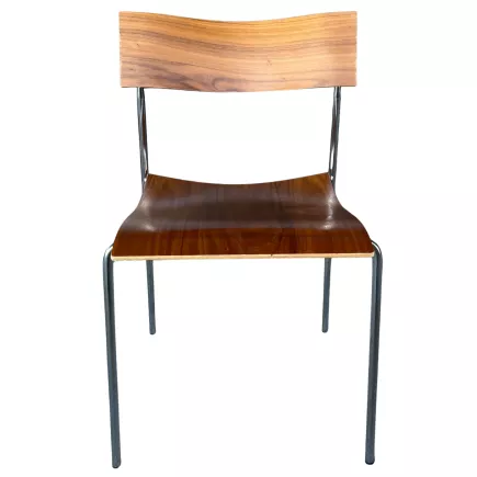 CAMPUS LAMMHULT│Chaises de collectivité - Bois 4 pieds métal│Noyer/Chromé