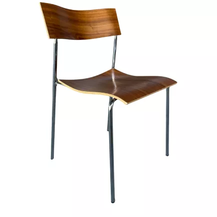 CAMPUS LAMMHULT│Chaises de collectivité - Bois 4 pieds métal│Noyer/Chromé