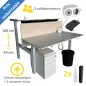 BENE│PACK LEVEL LIFT 2 Bureaux TWIN structure partagées électriques + 2 caissons + 1 cloison acoustique│160x169 cm