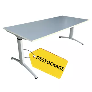LISTA│Bureau droit Reflect L 180x80 cm - Hauteur réglable│Plateau gris perle