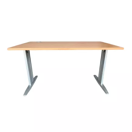 IDOL│Bureau droit 140x80 cm │Hêtre saumoné/Gris alu