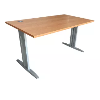 IDOL│Bureau droit 140x80 cm │Hêtre saumoné/Gris alu