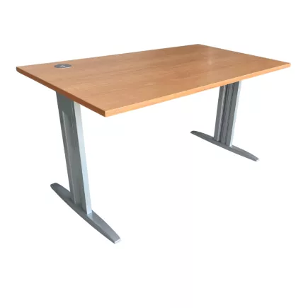IDOL│Bureau droit 140x80 cm │Hêtre saumoné/Gris alu