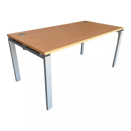 ASTRO│Bureau droit 160x80│Hêtre naturel / Gris aluminium