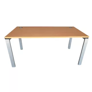 ASTRO│Bureau droit 160x80│Hêtre naturel / Gris aluminium