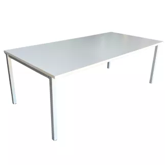 HUND│Bureau droit 200x100│Blanc / Gris alu