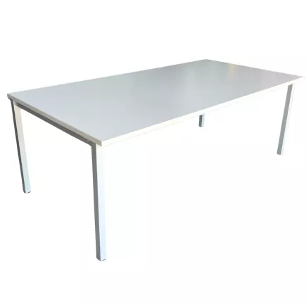 HUND│Bureau droit 200x100│Blanc / Gris alu