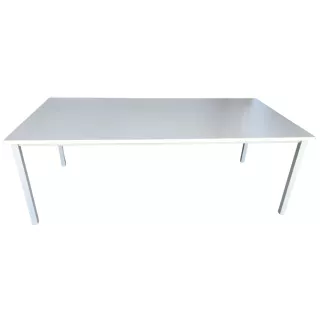 HUND│Bureau droit 200x100│Blanc / Gris alu