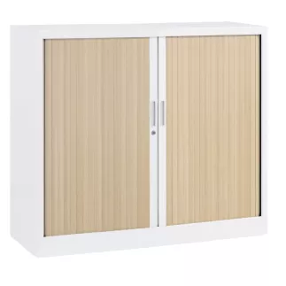 ARIV│Armoire rideau bicolore L 100-120 x H 105 cm│Décor bois/Acier