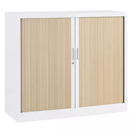 ARIV│Armoire rideau bicolore L 100-120 x H 105 cm│Décor bois/Acier