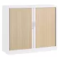 ARIV│Armoire rideau bicolore L 100-120 x H 105 cm│Décor bois/Acier