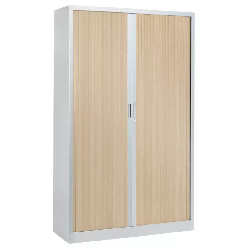 ARIV│Armoire rideau bicolore L 100-120 x H 198 cm│Décor bois/Acier