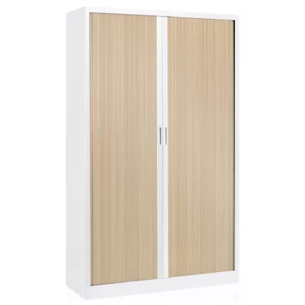 ARIV│Armoire rideau bicolore L 100-120 x H 198 cm│Décor bois/Acier