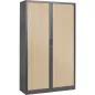 ARIV│Armoire rideau bicolore L 100-120 x H 198 cm│Décor bois/Acier