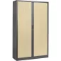 ARIV│Armoire rideau bicolore L 100-120 x H 198 cm│Décor bois/Acier