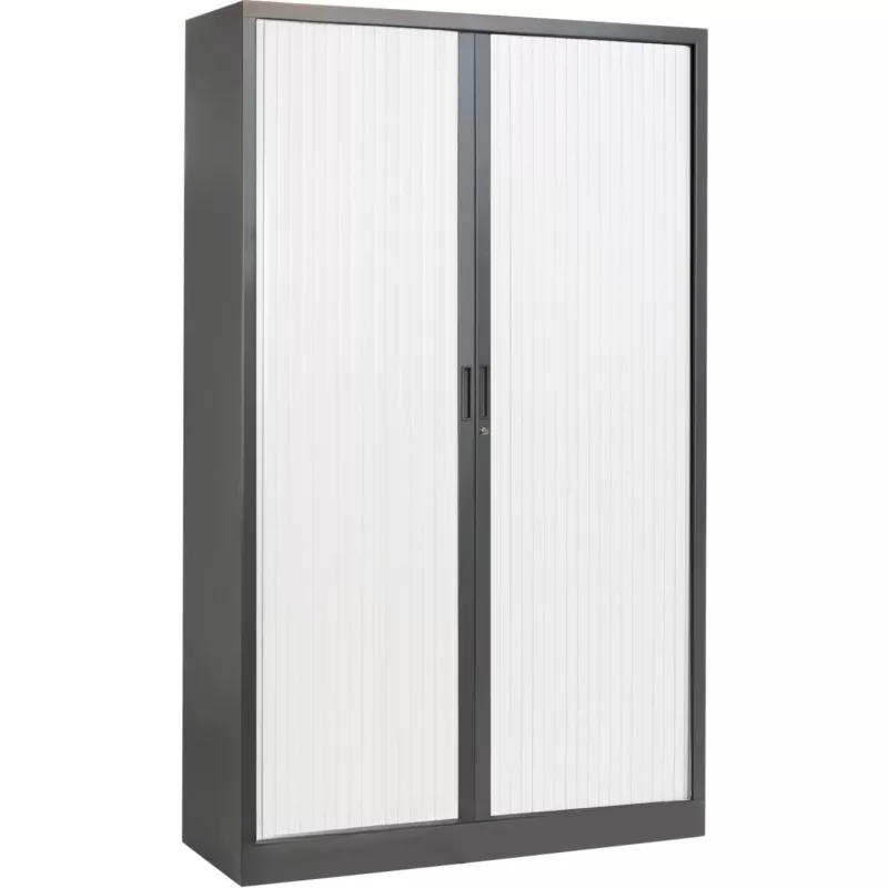 ARIV│Armoire rideau bicolore L 100-120 x H 198 cm│Décor bois/Acier