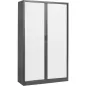 ARIV│Armoire rideau bicolore L 100-120 x H 198 cm│Décor bois/Acier