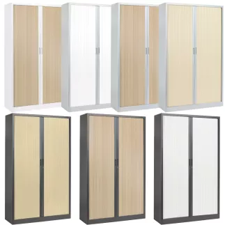 ARIV│Armoire rideau bicolore L 100-120 x H 198 cm│Décor bois/Acier