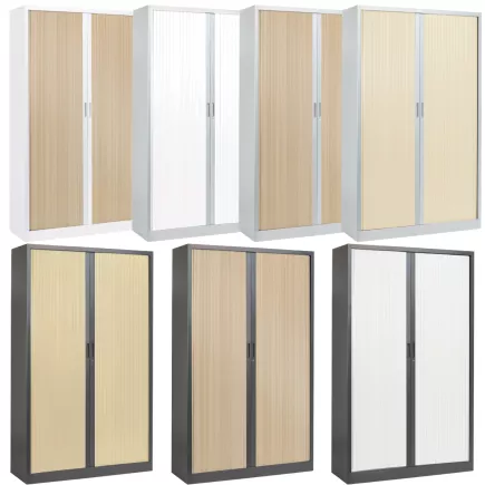 ARIV│Armoire rideau bicolore L 100-120 x H 198 cm│Décor bois/Acier