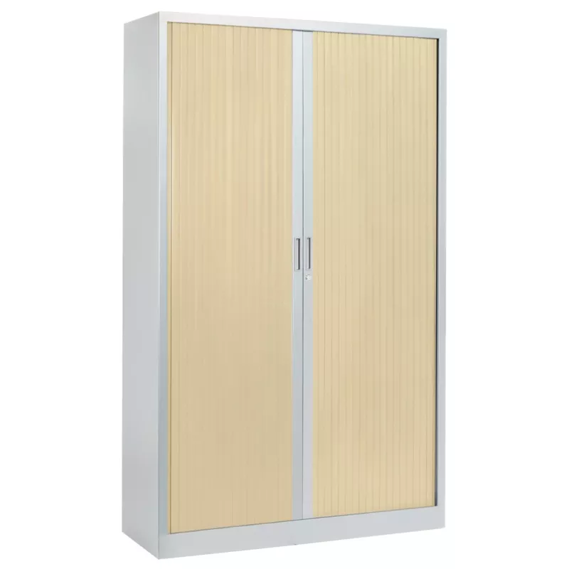 ARIV│Armoire rideau bicolore L 100-120 x H 198 cm│Décor bois/Acier