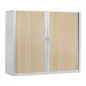 ARIV│Armoire rideau bicolore L 100-120 x H 105 cm│Décor bois/Acier