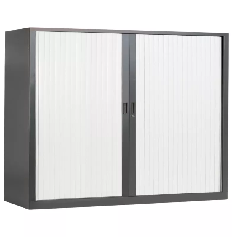 ARIV│Armoire rideau bicolore L 100-120 x H 105 cm│Décor bois/Acier