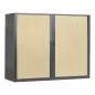 ARIV│Armoire rideau bicolore L 100-120 x H 105 cm│Décor bois/Acier