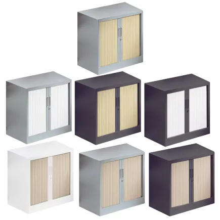ARIV│Armoire rideau bicolore L 80 x H 71 ou 72.1 cm│Décor bois/Acier