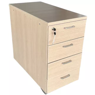 ACTIU│Caisson Hauteur bureau - 4 tiroirs│Profondeur 80 cm│Chêne Fil / Alu