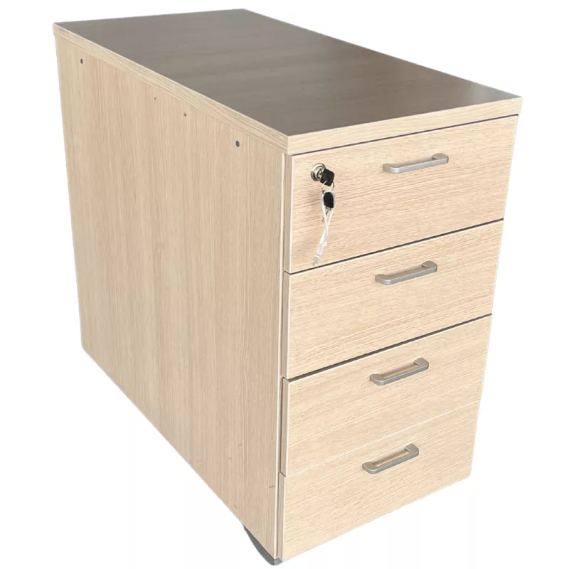 ACTIU│Caisson Hauteur bureau - 4 tiroirs│Profondeur 80 cm│Chêne Fil / Alu ACTIU│Caisson Hauteur bureau - 4 tiroirs│Profondeur 80 cm│Chêne Fil / Alu